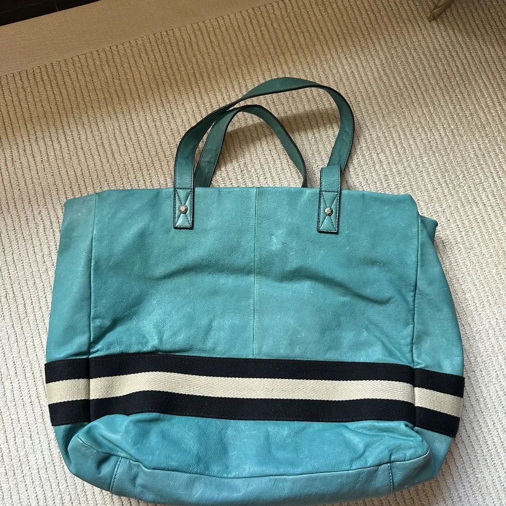 Juicy Couture Teal Leather Tote Bag - Picture 2 of 4